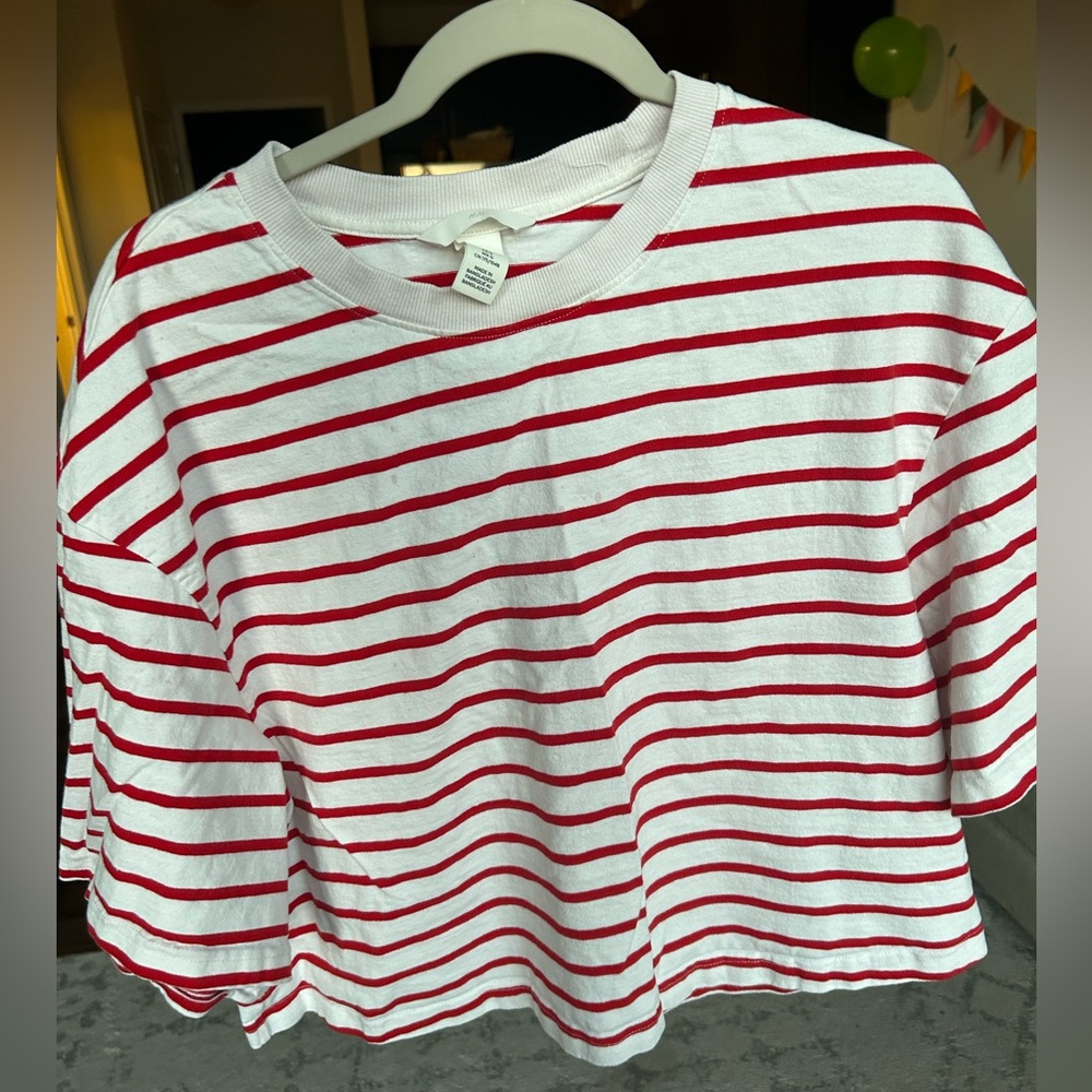 H&M Red and White Striped Tee